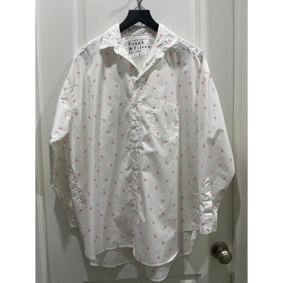 NWOT Frank & Eileen Eileen Relaxed Button-Up Shirt w/ Messy Hearts Detail Sz S - Picture 1 of 10